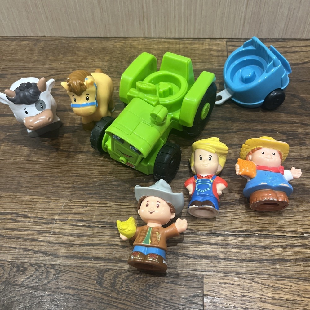 Fisher Price Little People Tractor Trailer Farmer Animal Figure Lot 2001-2018